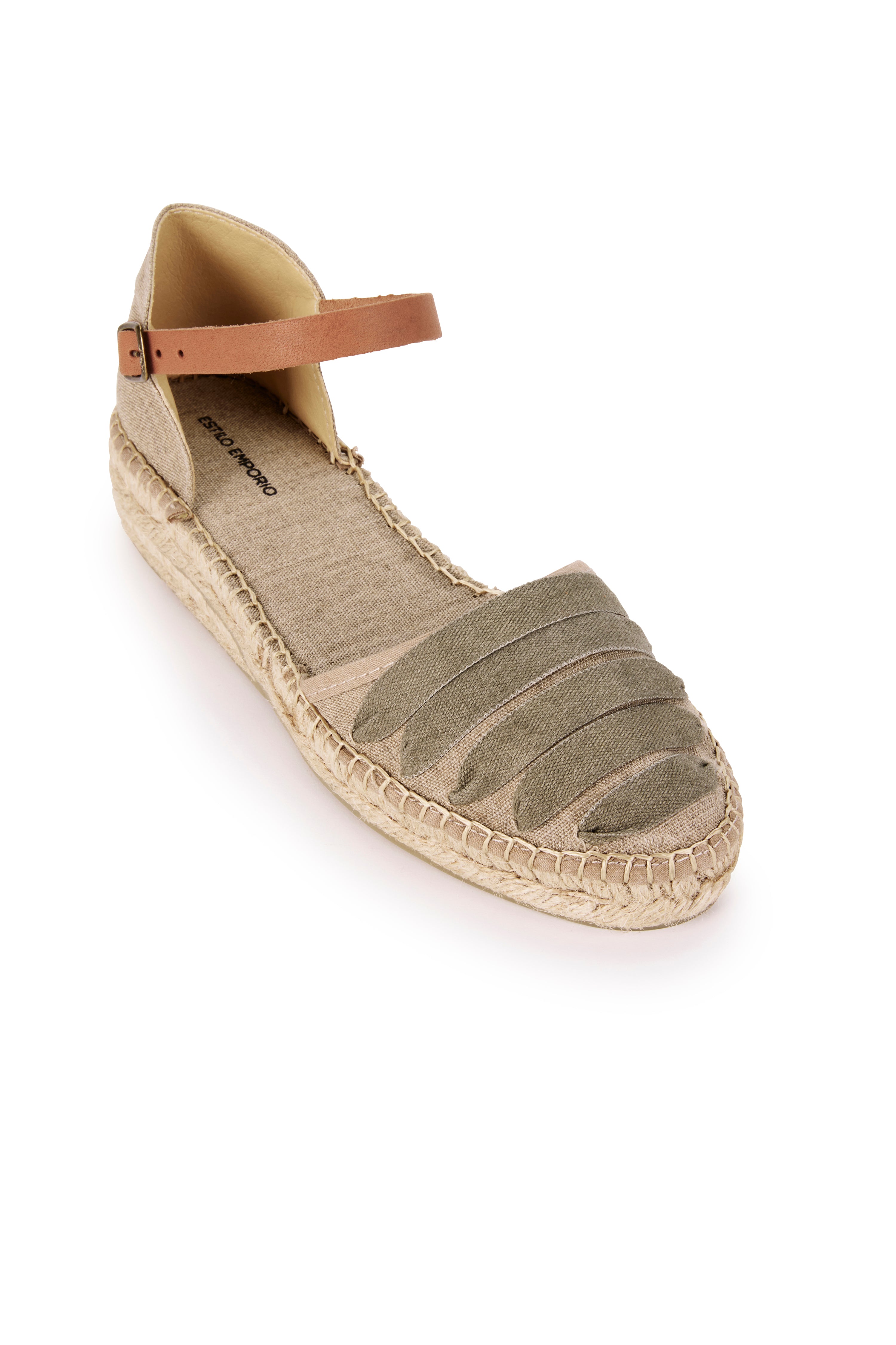 Ribbon Lace Flat - Natural/Khaki