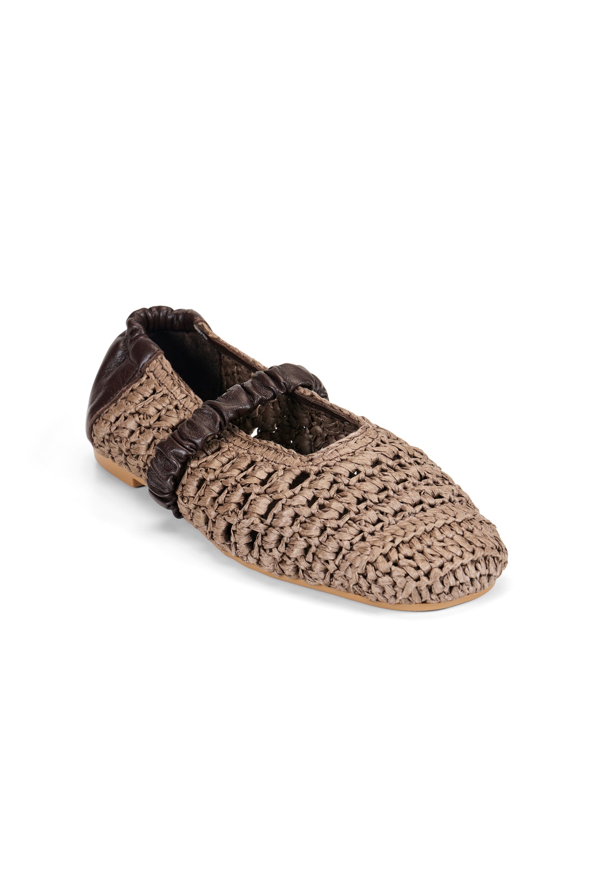 Leila Raffia Ballet Slipper - Chocolate