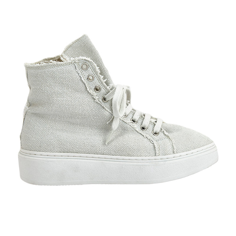 Linen High Top Sneaker - Ice White - Sample size 37