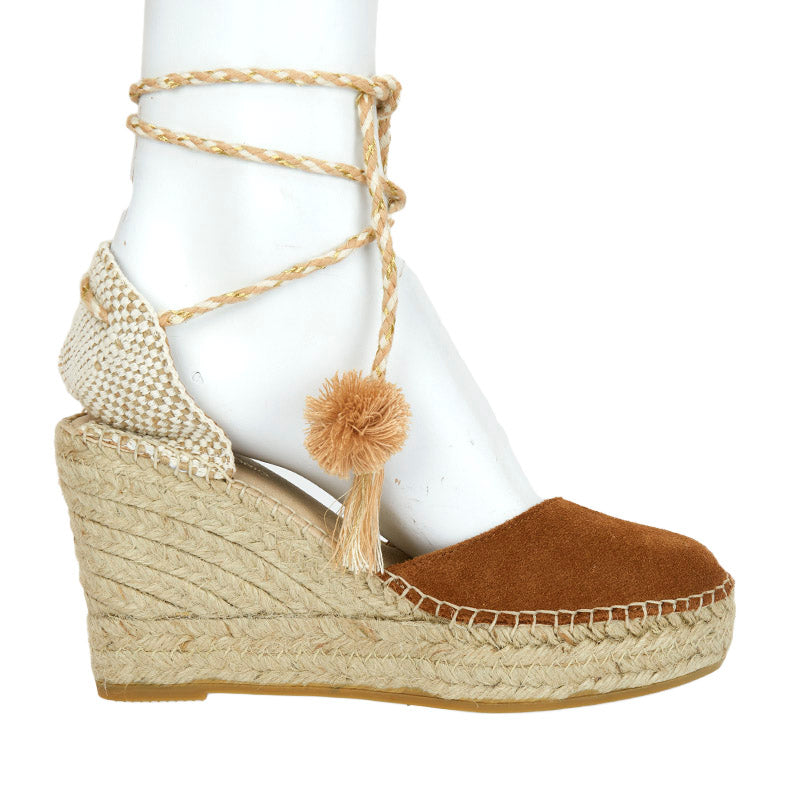 Pompom Esdaparille Wedge - Tan