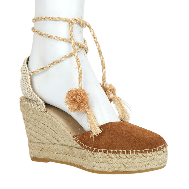 Pompom Esdaparille Wedge - Tan