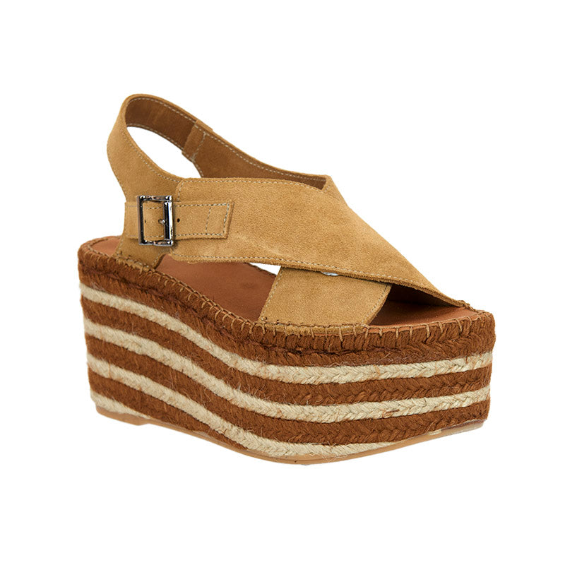 Stria Espadrille Wedge - Camel - Sample Size 37