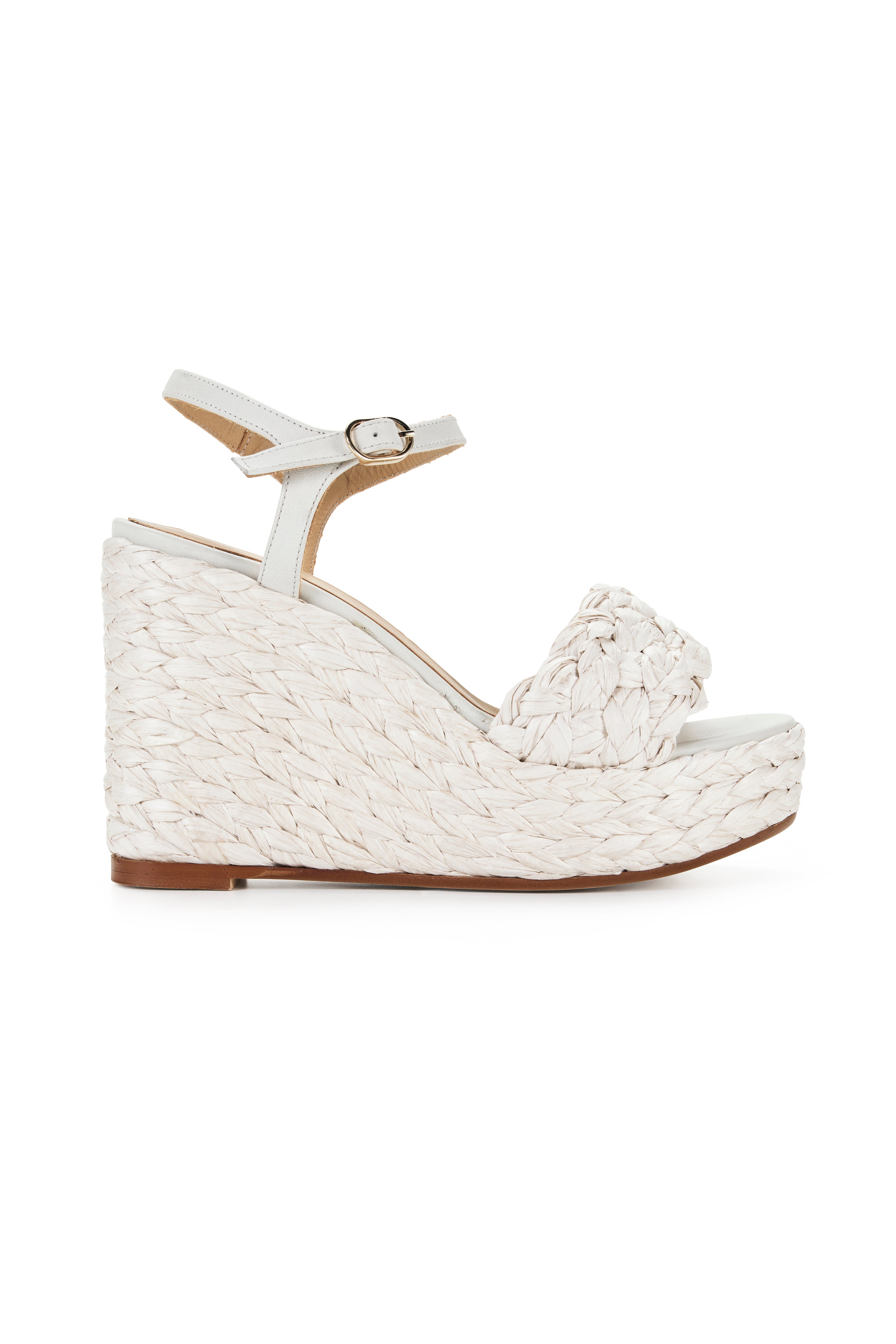 Carrie Raffia Braided Wedge - Snow