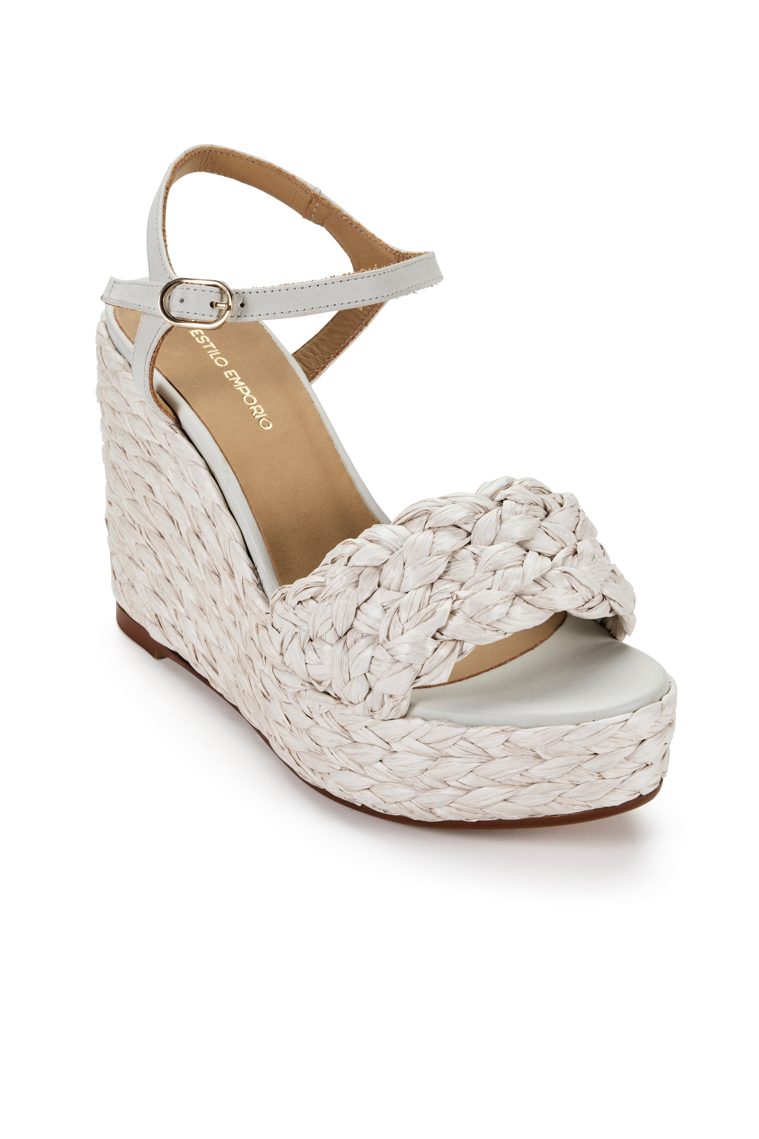 Carrie Raffia Braided Wedge - Snow
