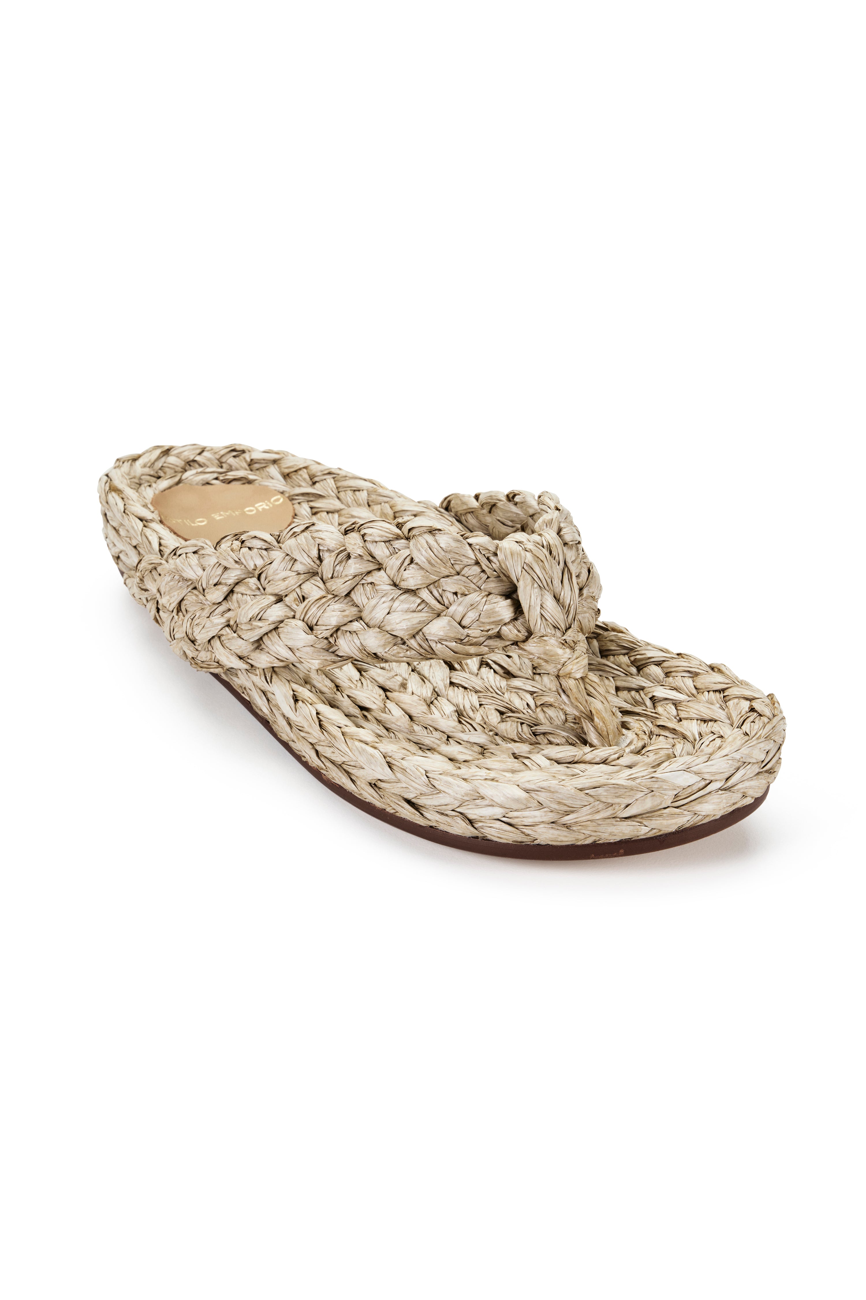 Kaia raffia Braided Thong - Natural