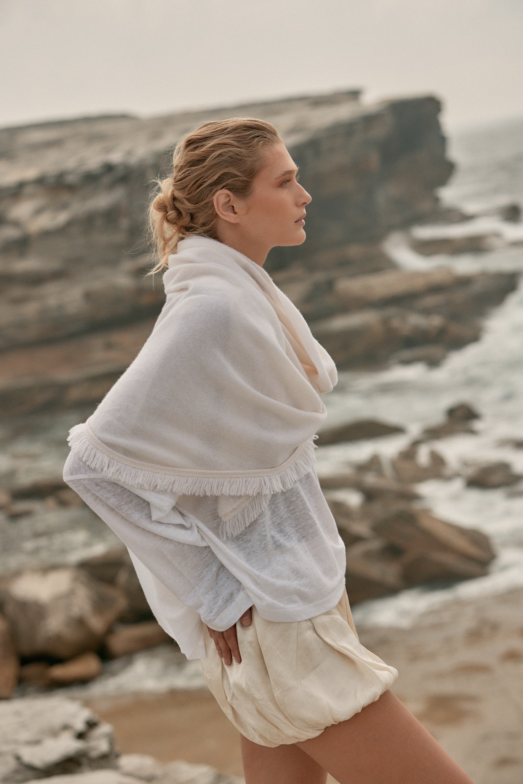Isabelle Wool Cashmere Wrap - Off White