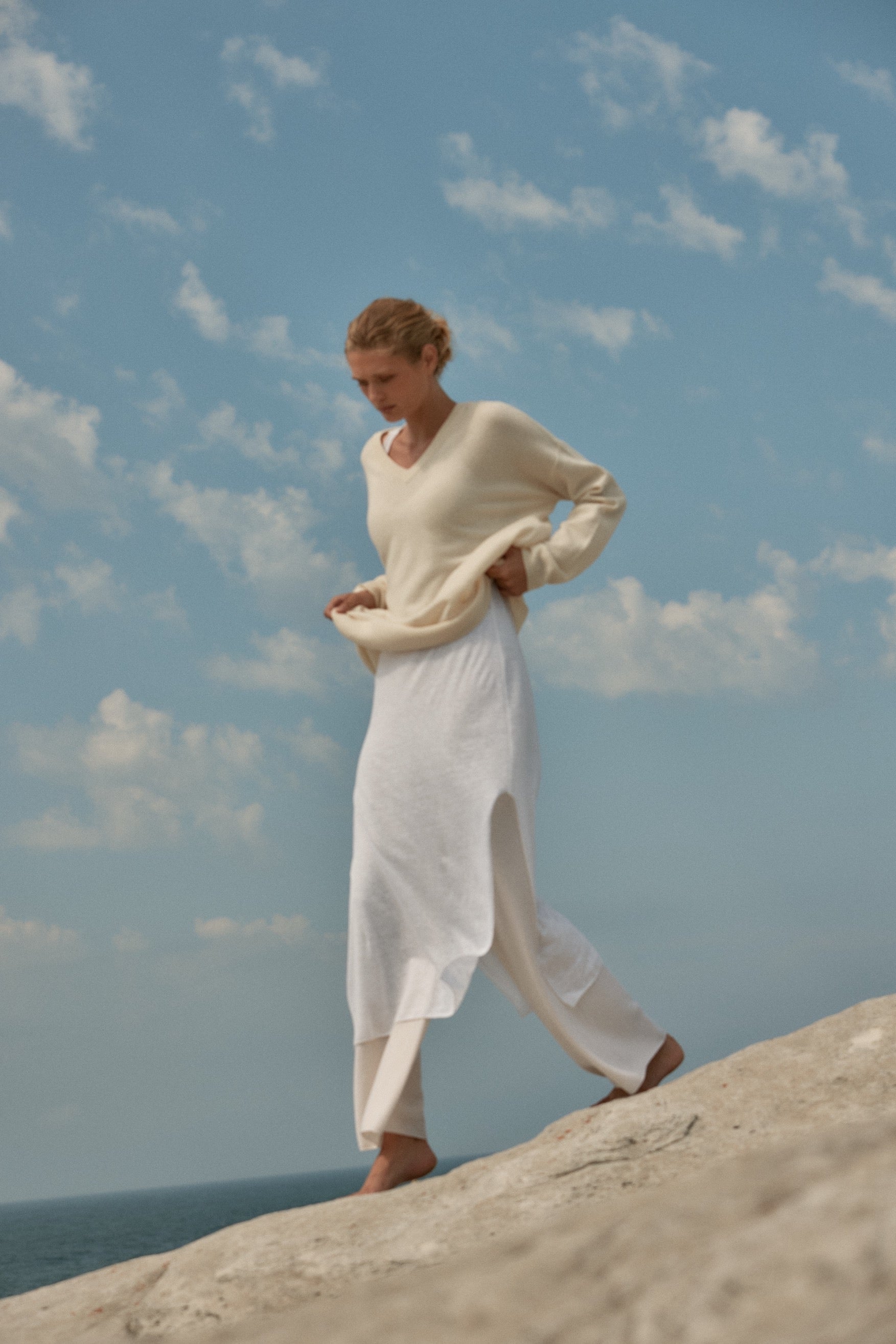 Camille Reversible Cashmere Sweater - Off White