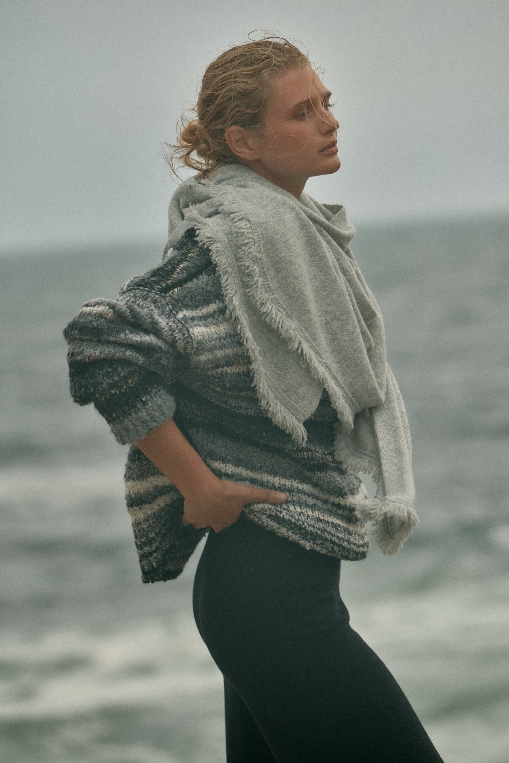Isabelle Wool Cashmere Wrap - Grey