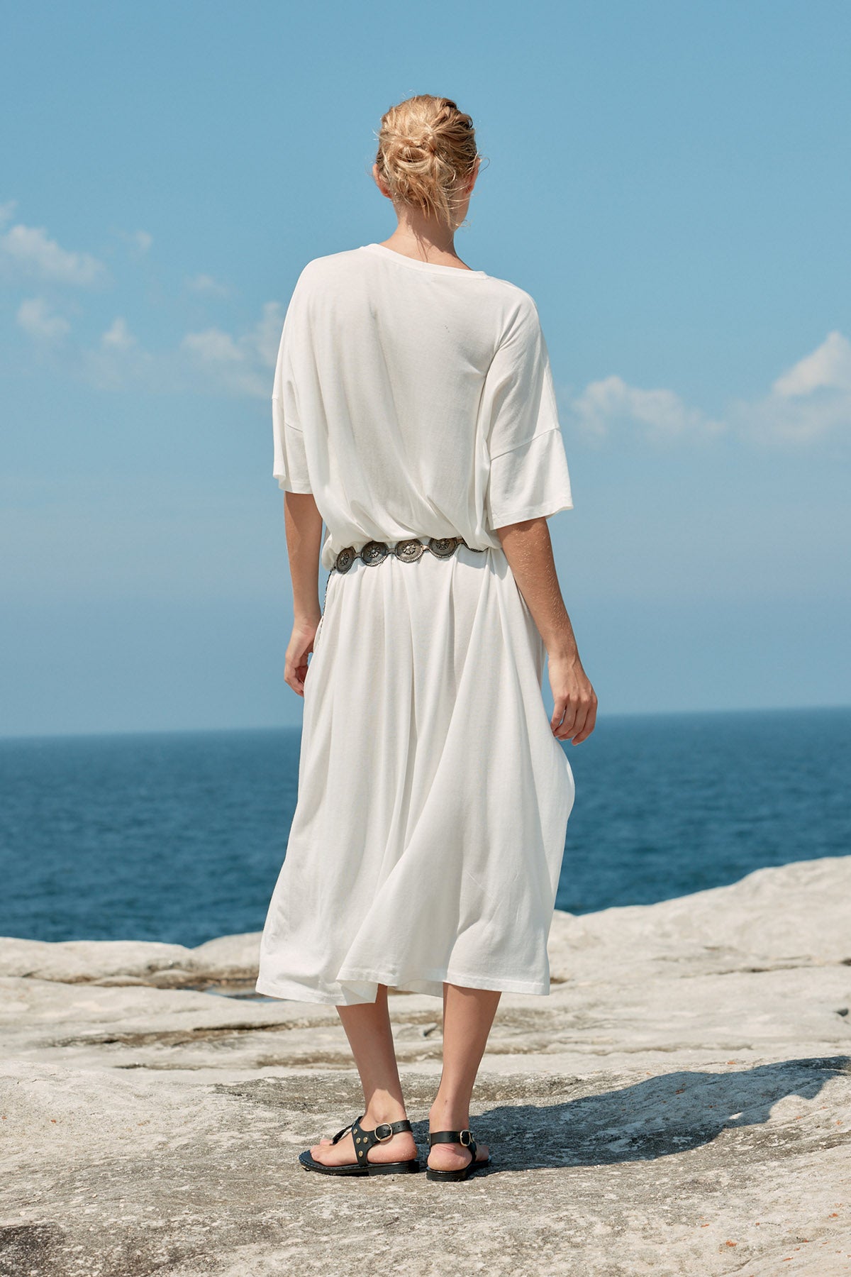 Box Cotton/Tencel Long T-Shirt Dress - White