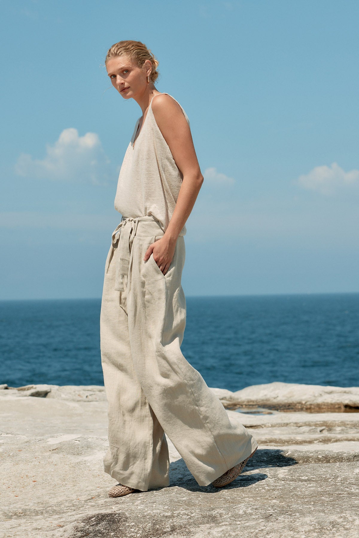 Tank Linen Singlet - Natural