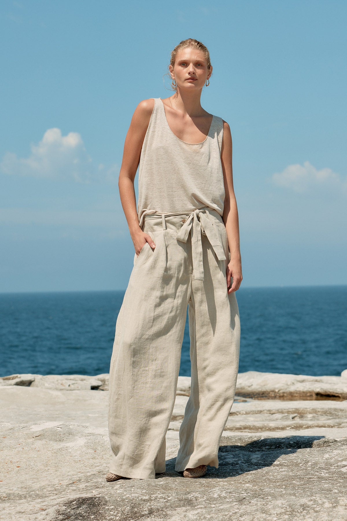 Tank Linen Singlet - Natural
