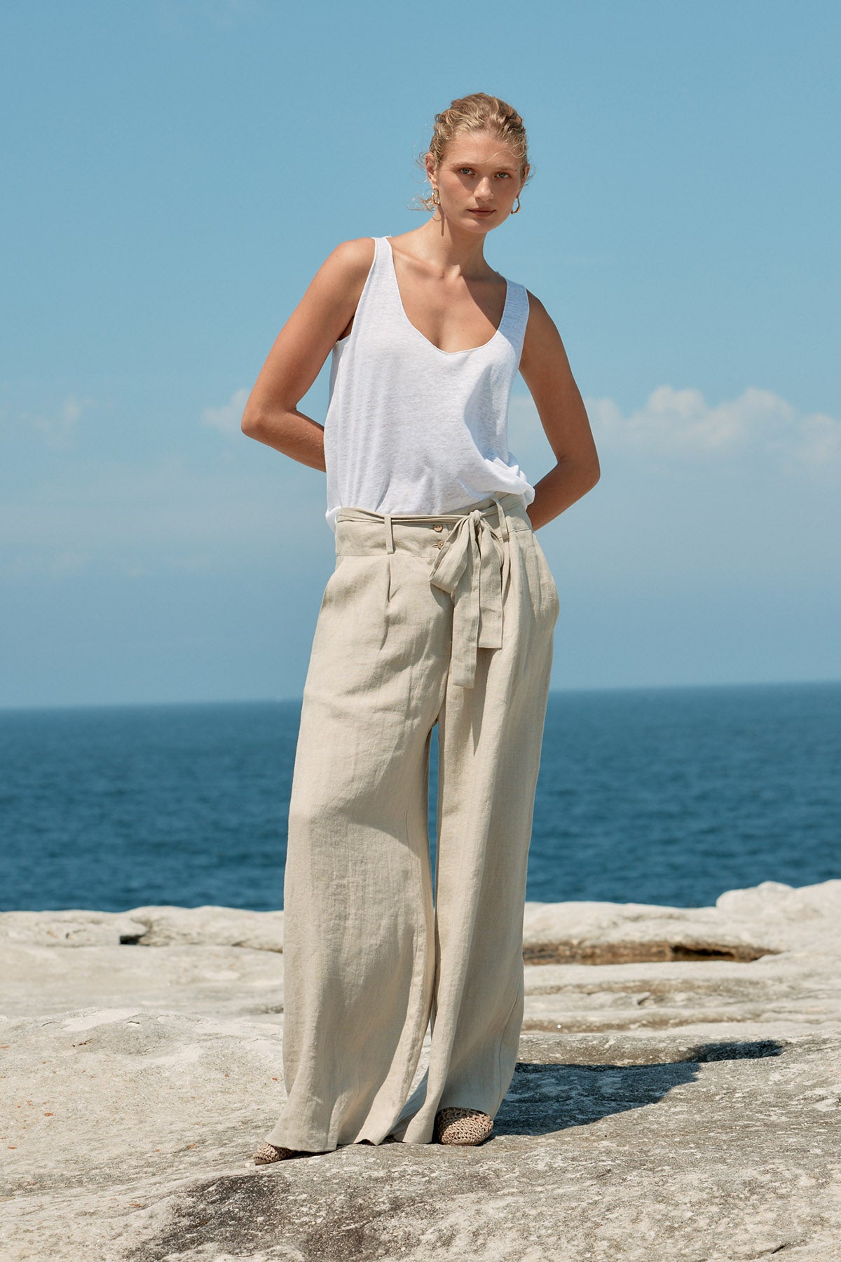 Tank Linen Singlet - White