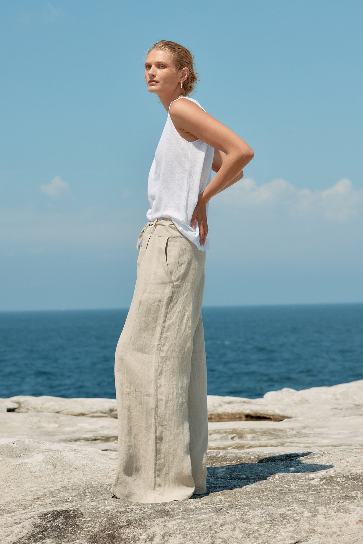 Tank Linen Singlet - White