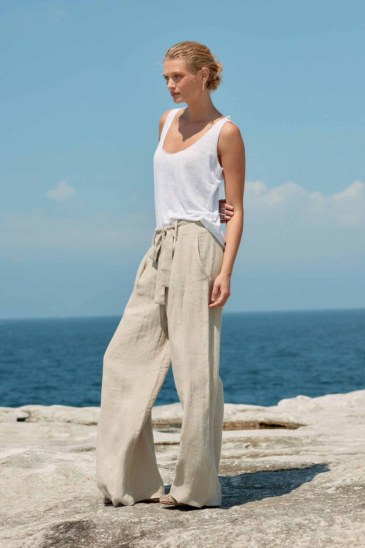 Tank Linen Singlet - White