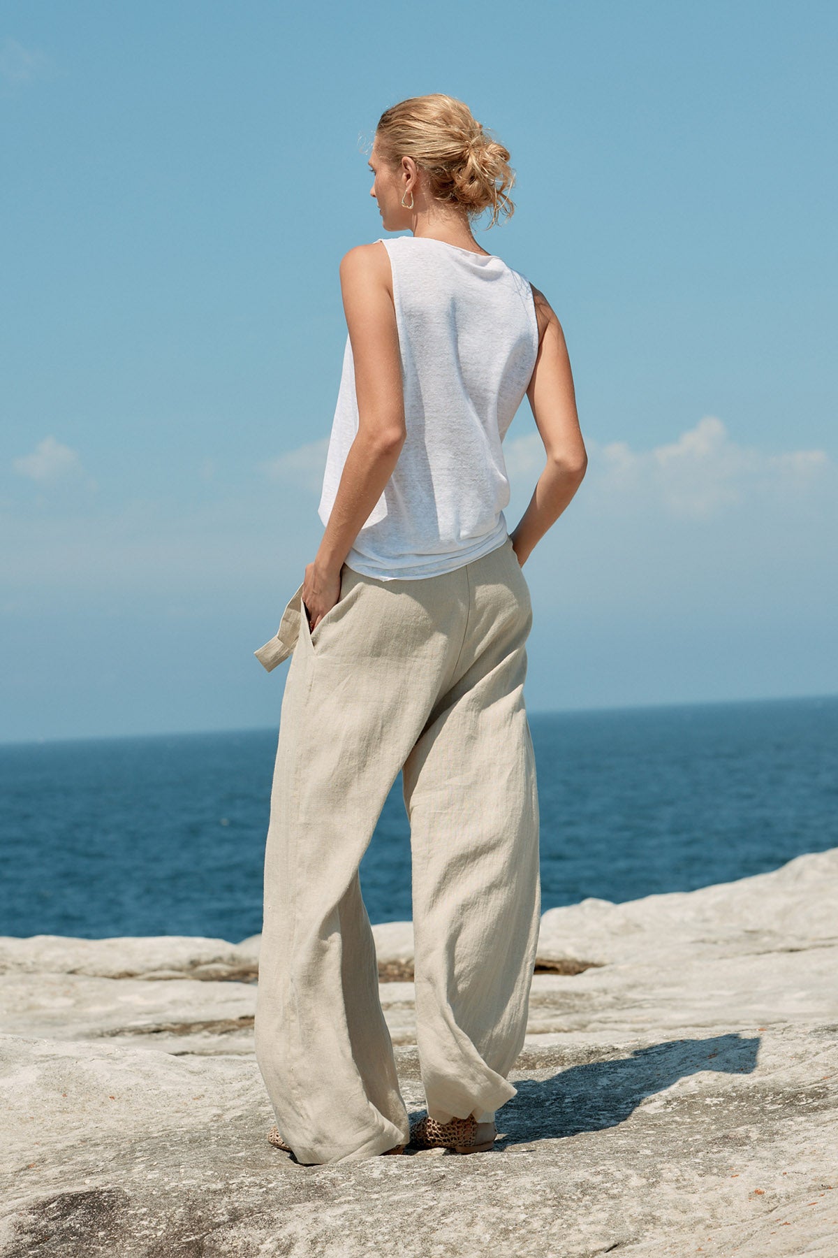 Tank Linen Singlet - White