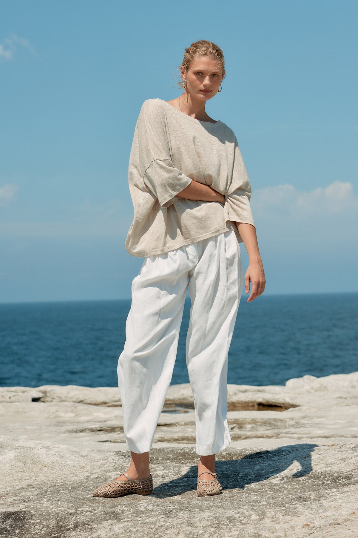 Box Linen Tee - Natural