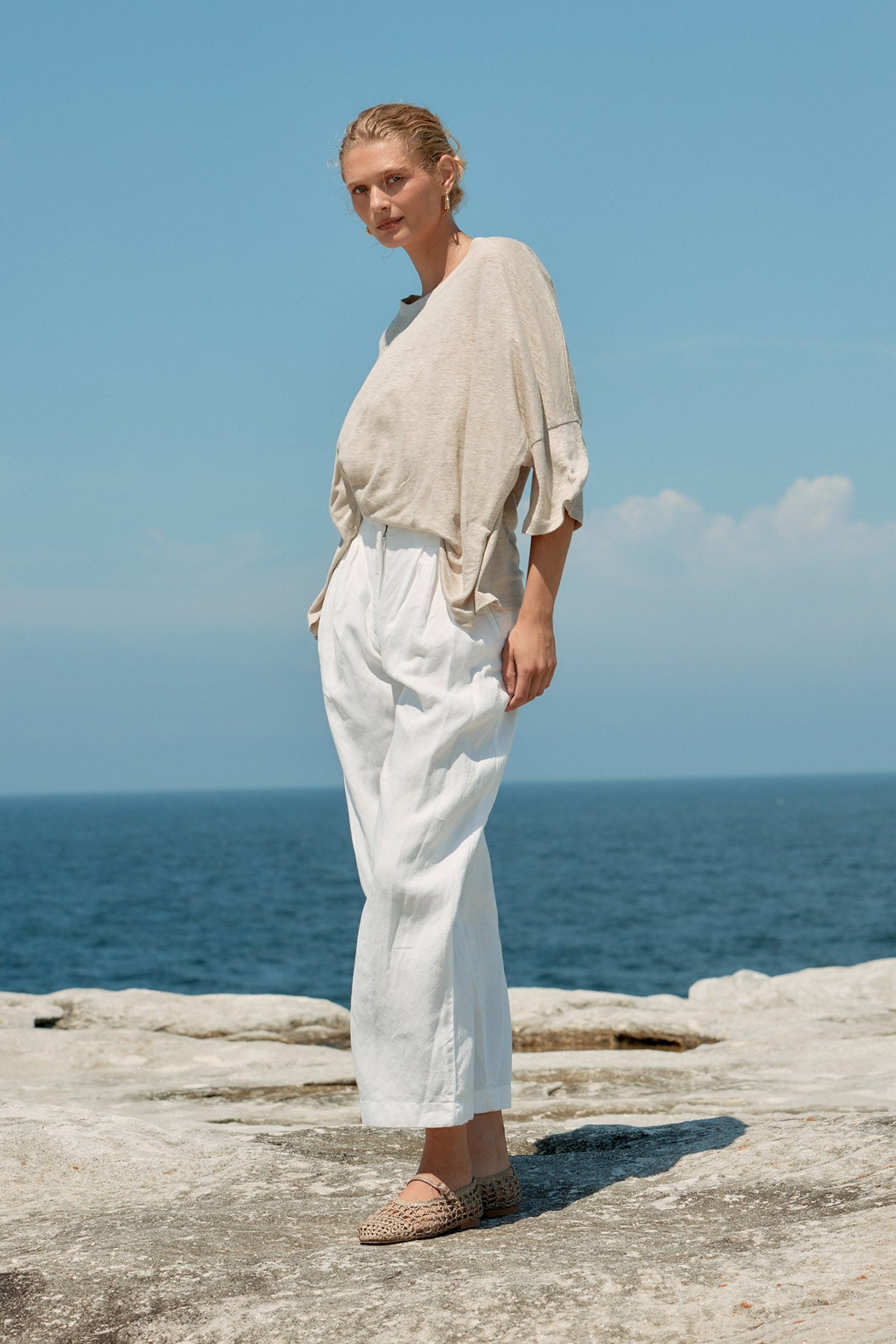 Box Linen Tee - Natural