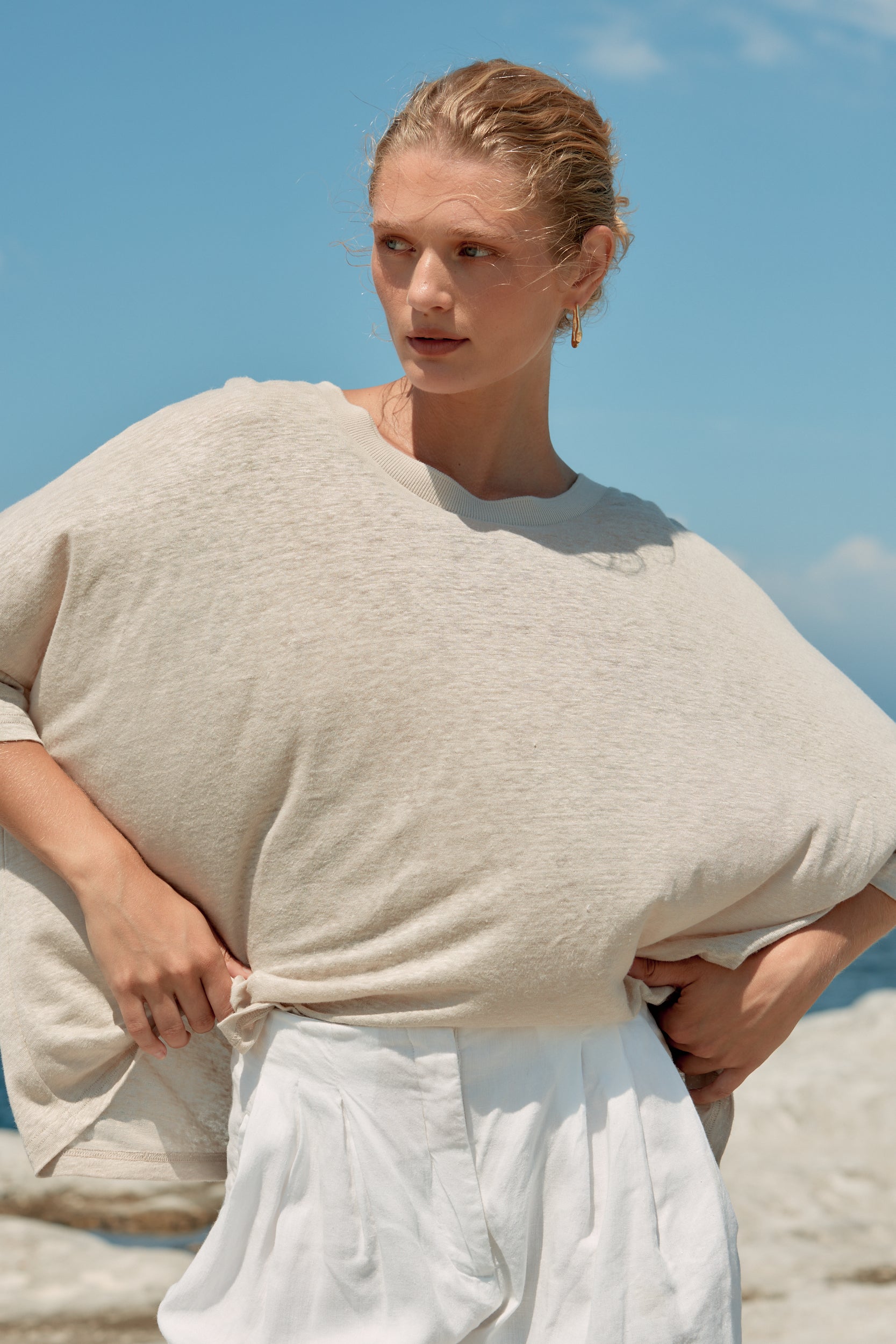 Box Linen Tee - Natural