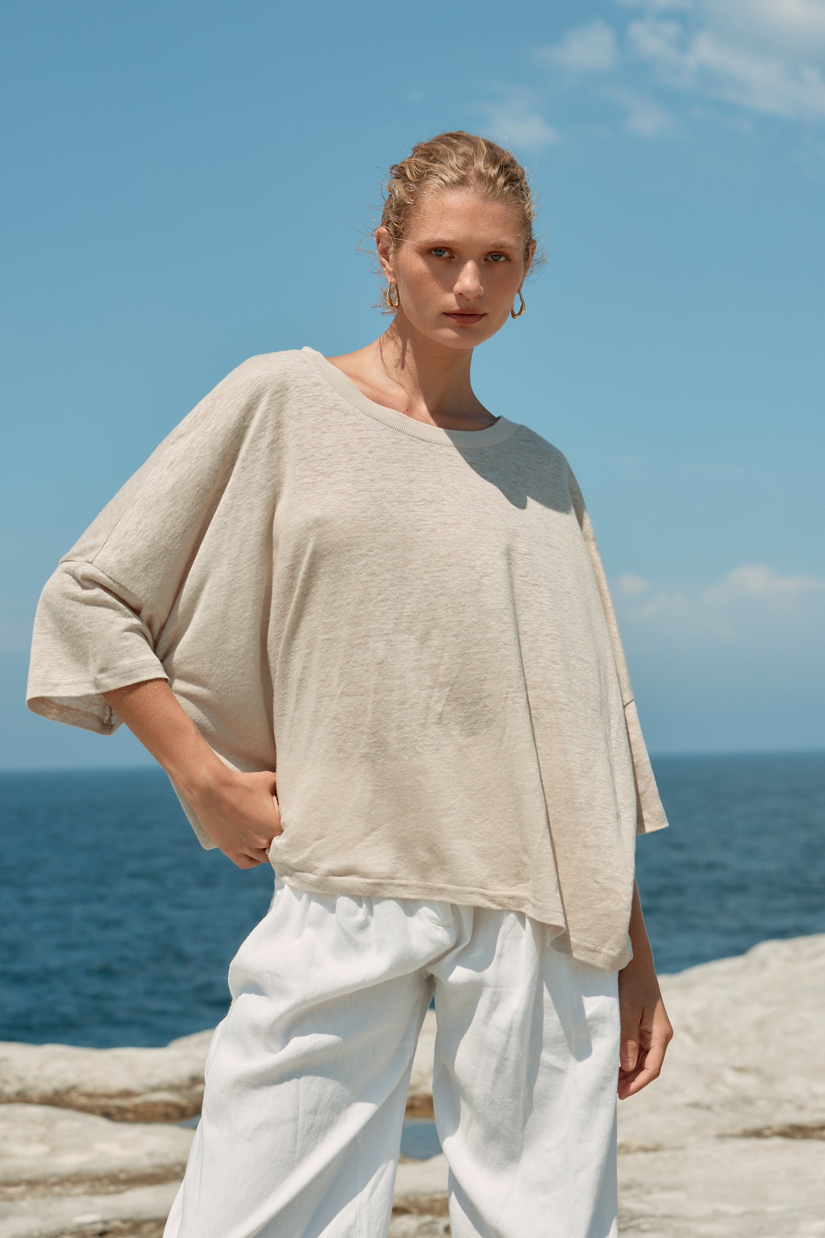 Box Linen Tee - Natural
