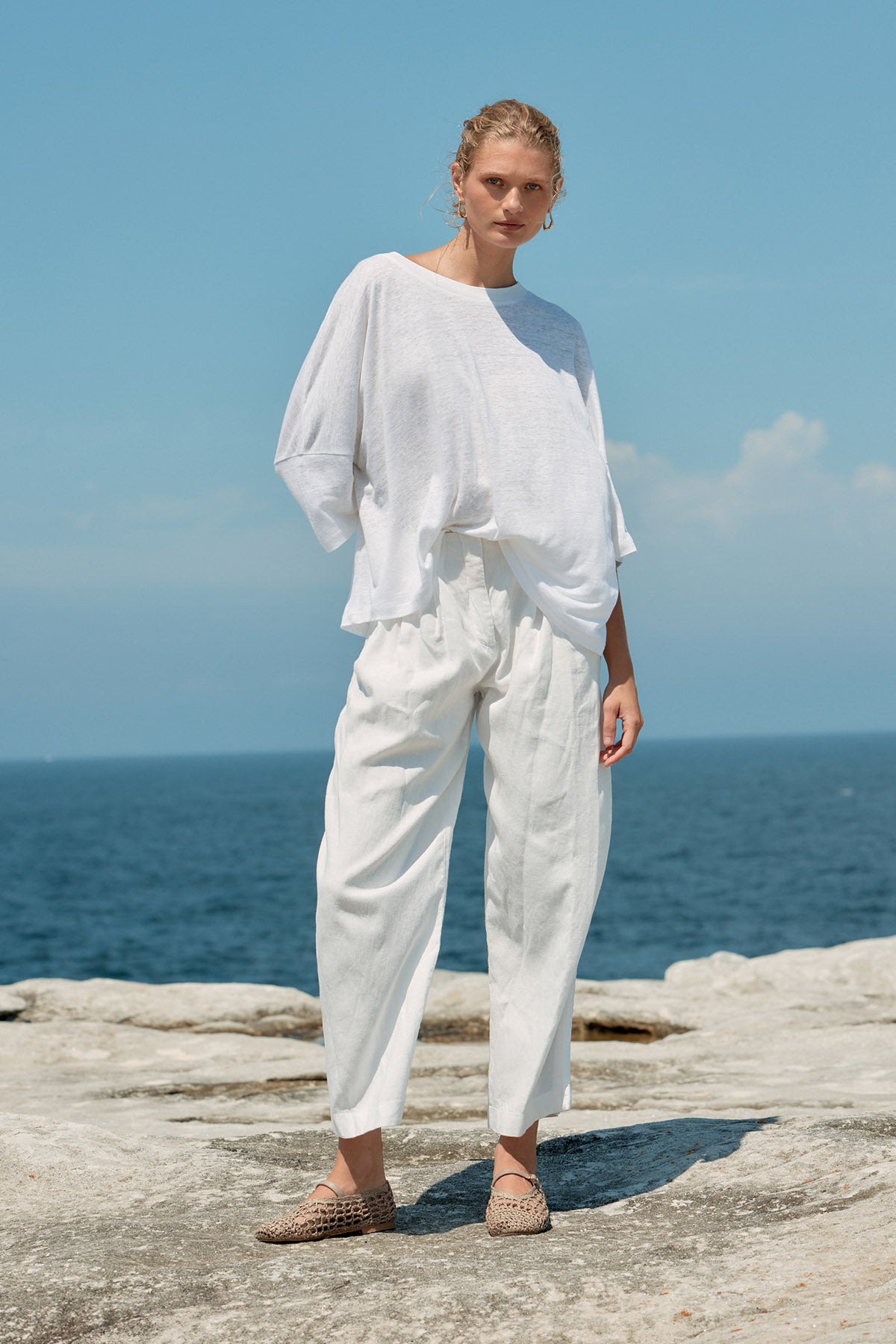 Box Linen Tee - White