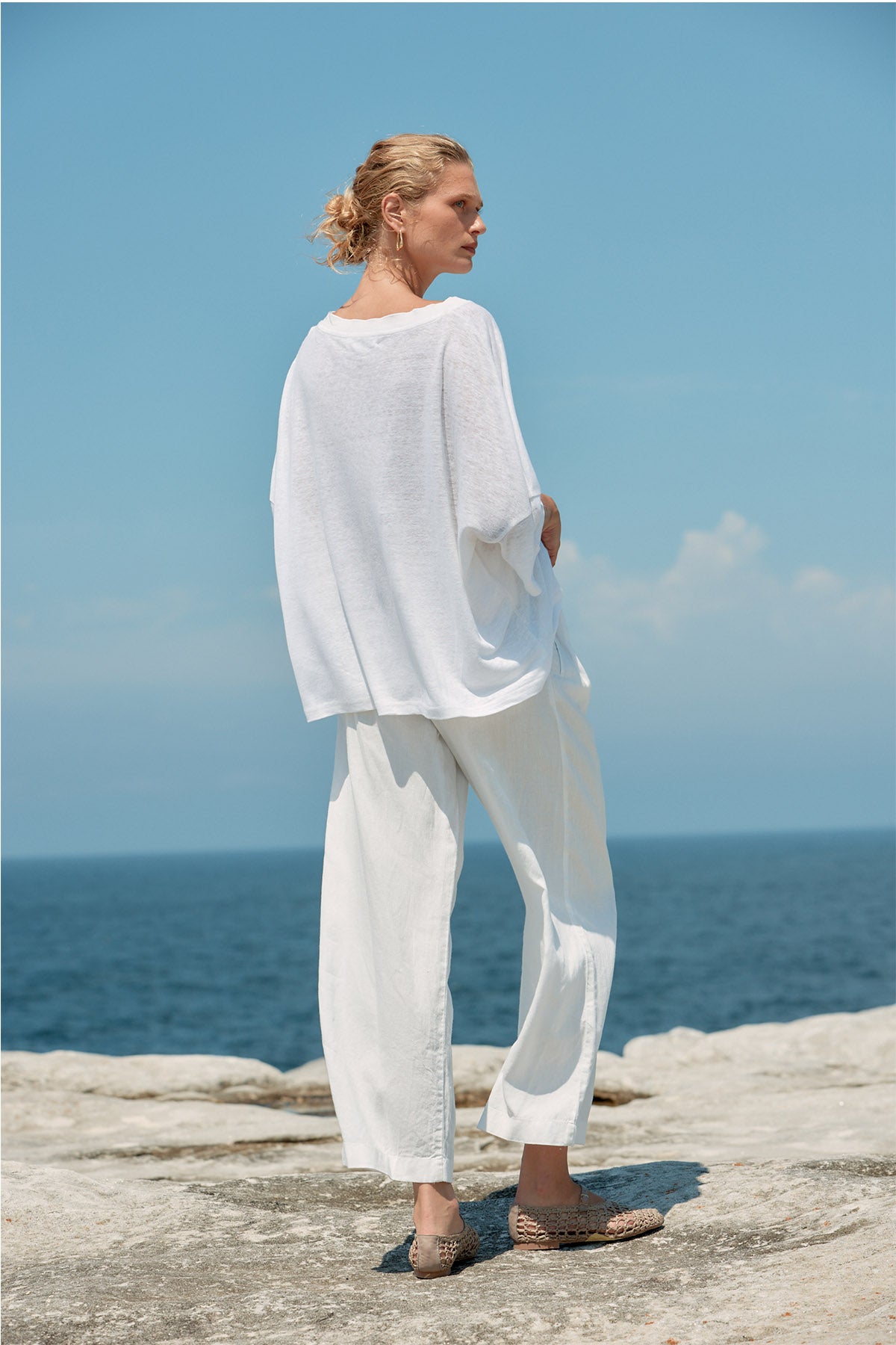Box Linen Tee - White