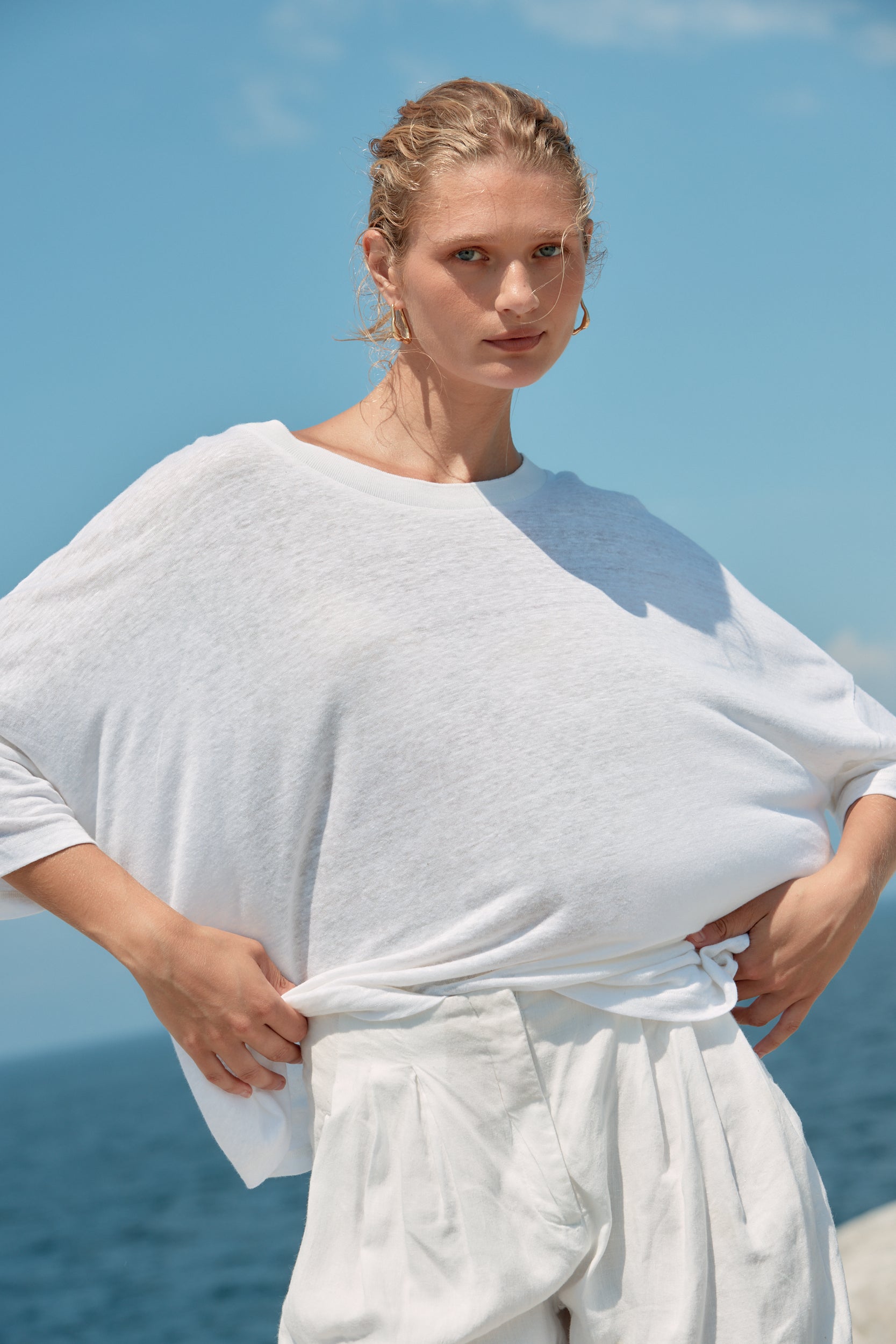 Box Linen Tee - White
