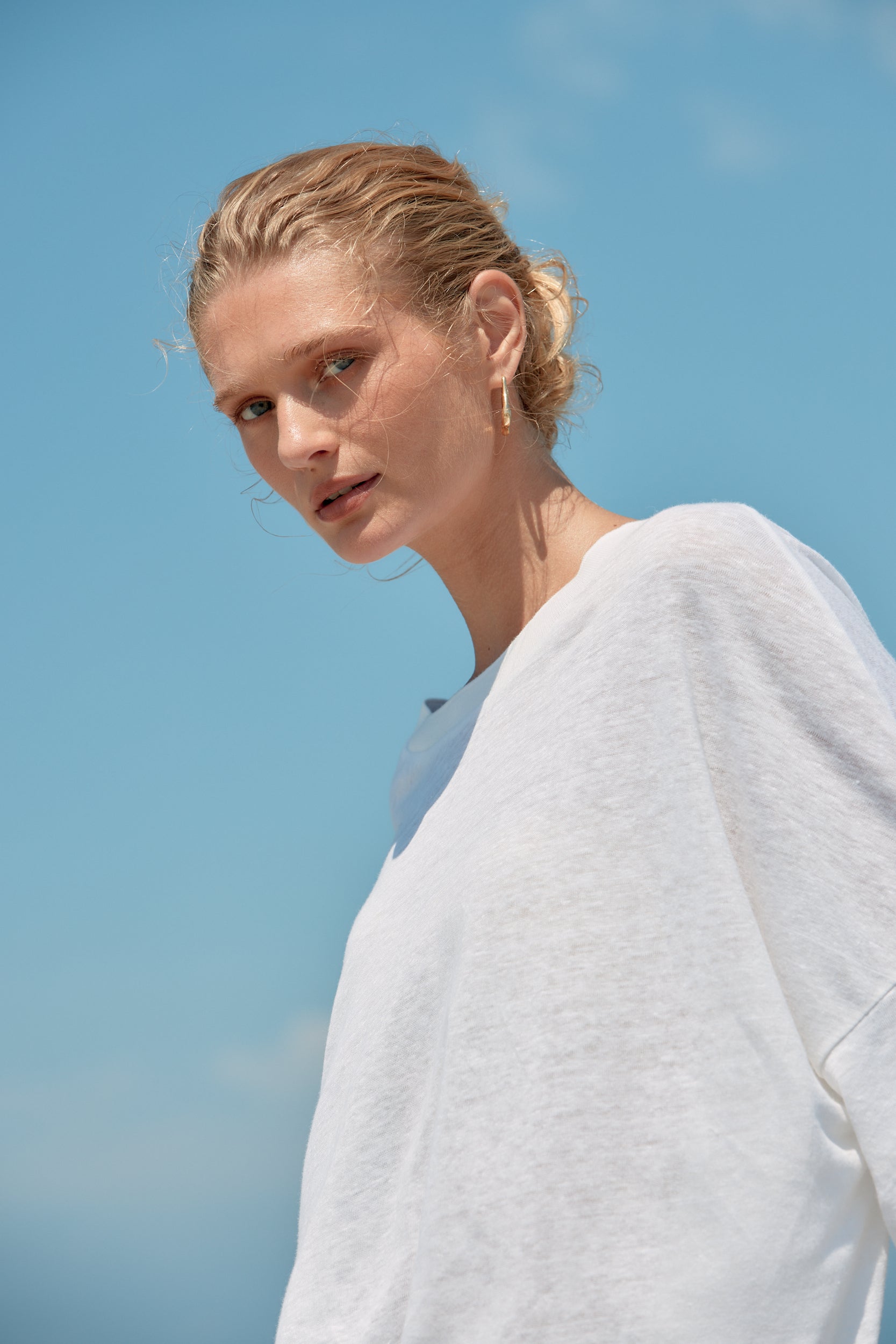 Box Linen Tee - White