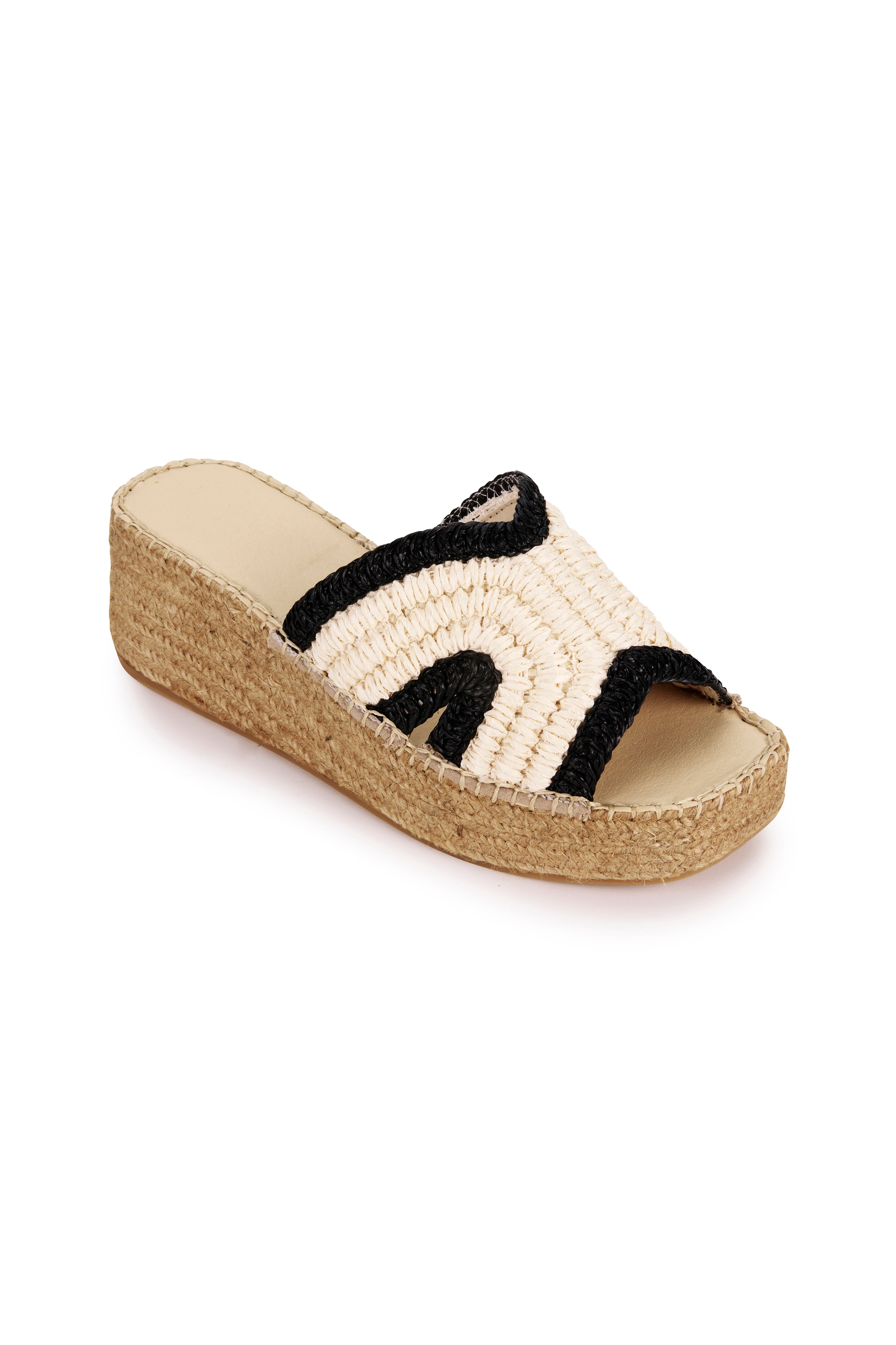 Spiral Espadrille Wedge - Natural/Black