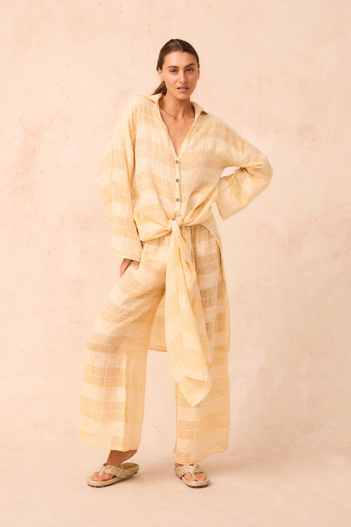 Tusso Shirt Dress - Tela Atena Yellow