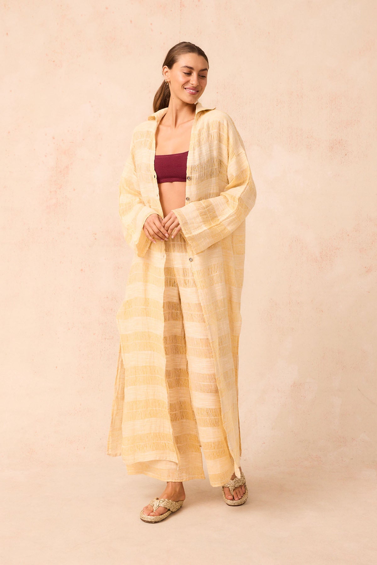 Tusso Shirt Dress - Tela Atena Yellow