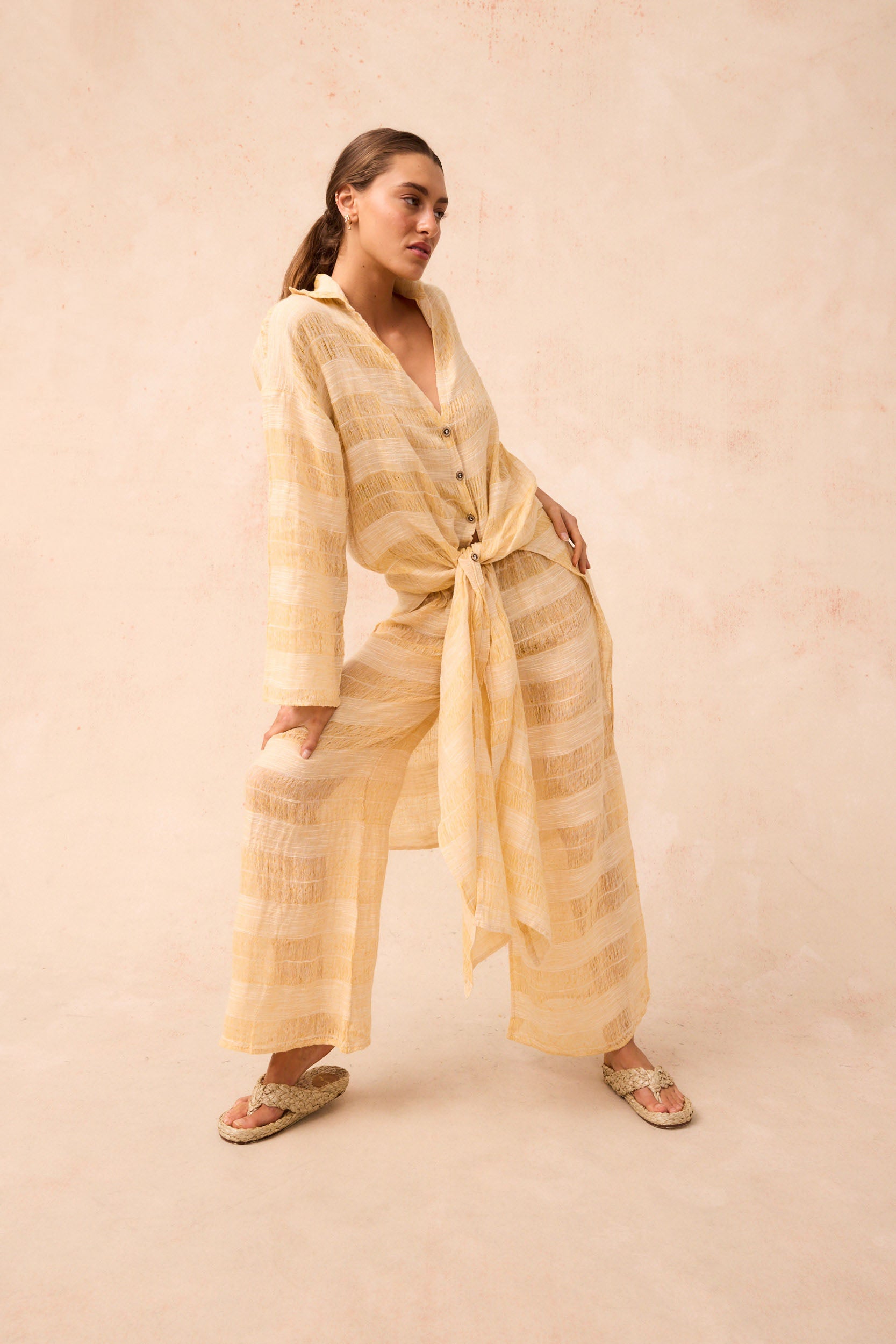 Tusso Shirt Dress - Tela Atena Yellow