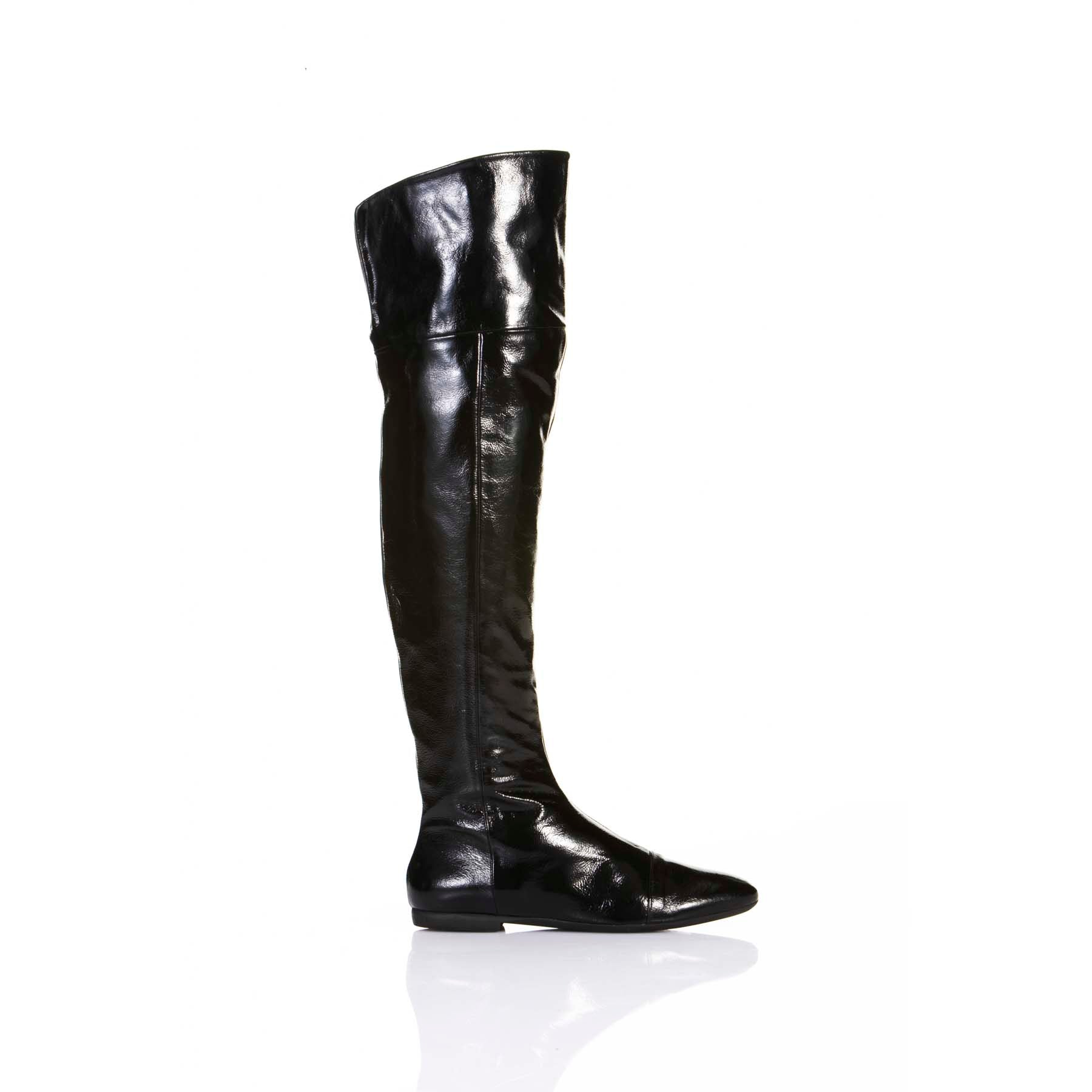 High Patent Boots - Black
