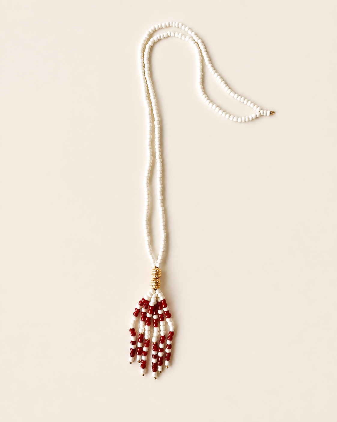 Palm Spring Long Necklace - Ivory/Red