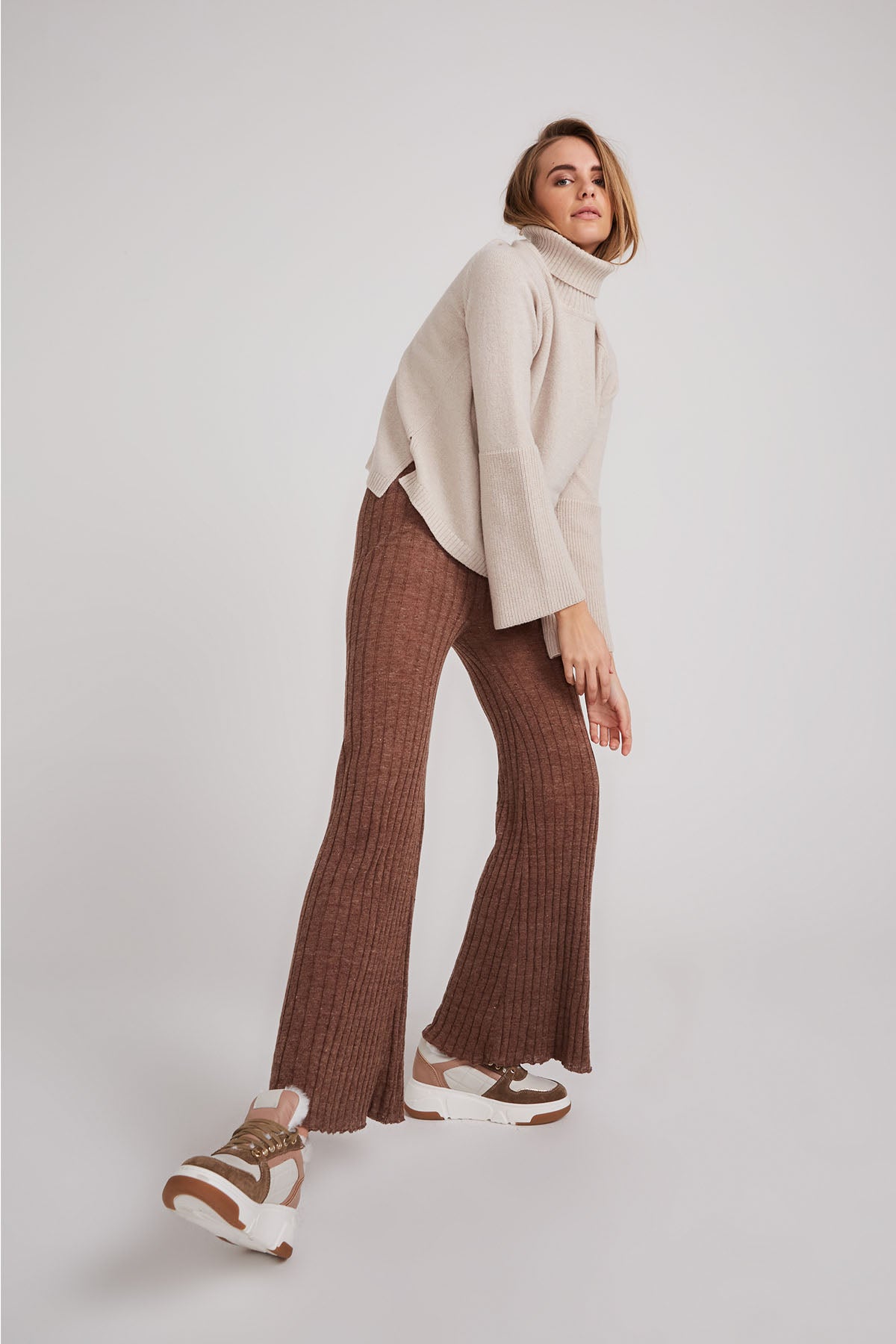 Sienna Wool Fitted Turtleneck - Stone - LAST ONE - Size XS