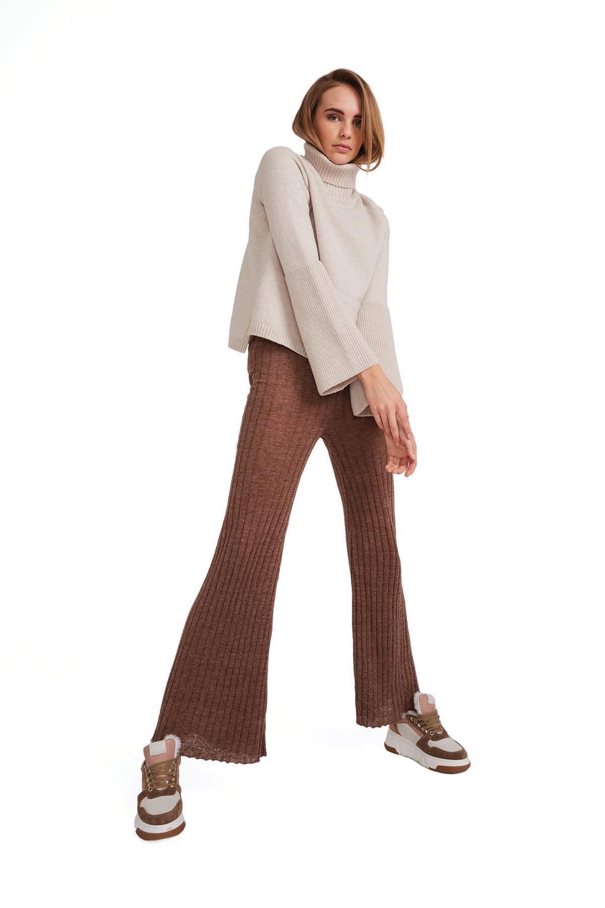 Sienna Wool Fitted Turtleneck - Stone - LAST ONE - Size XS