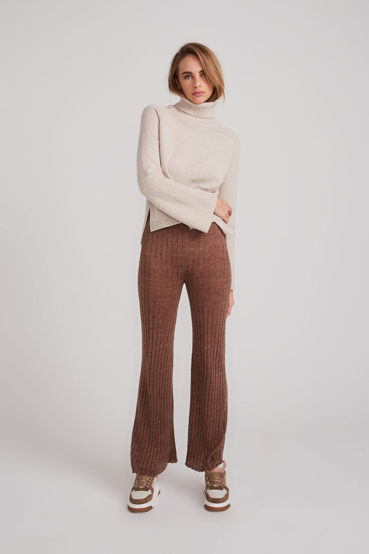 Sienna Wool Fitted Turtleneck - Stone - LAST ONE - Size XS