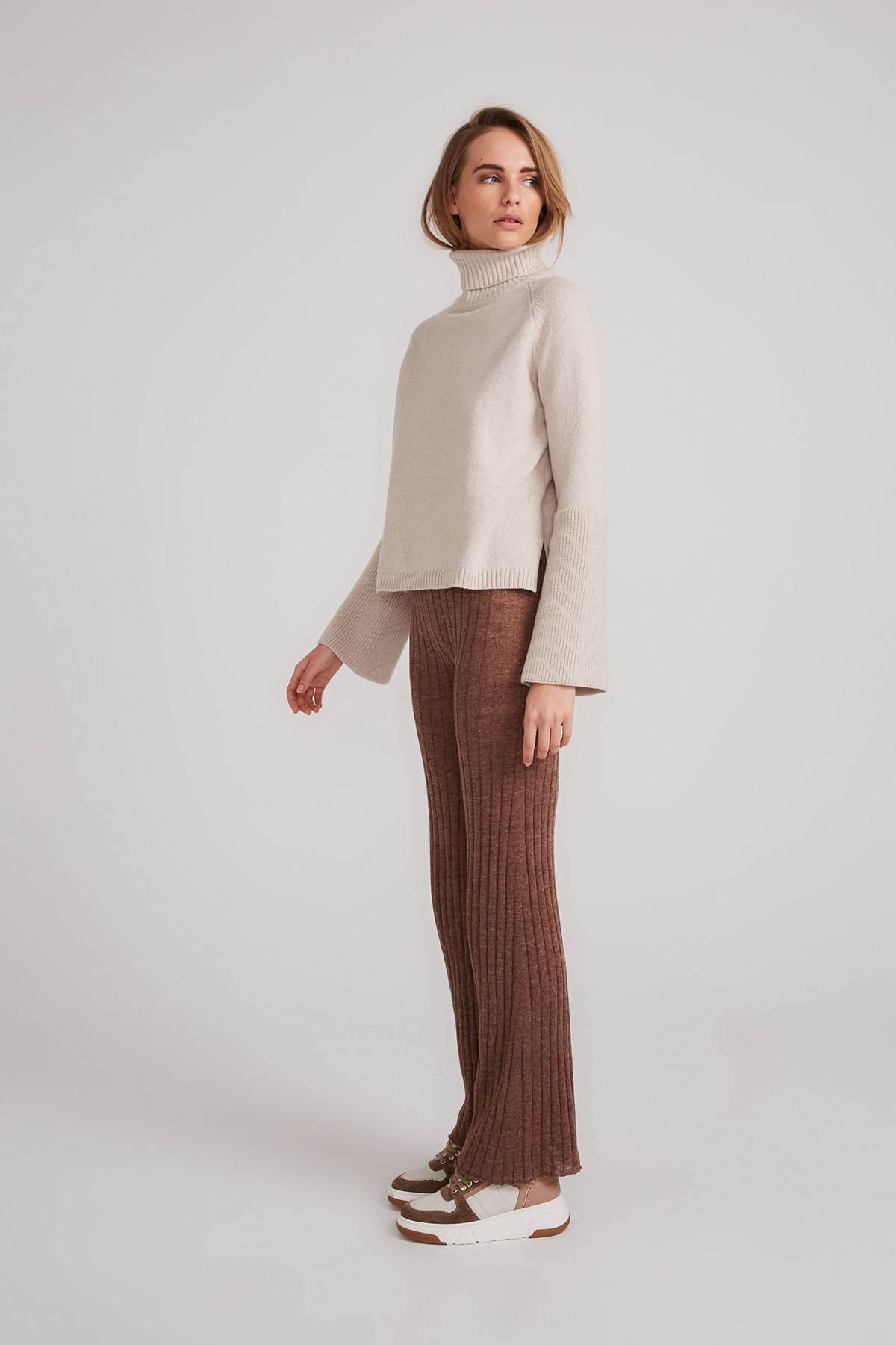 Sienna Wool Fitted Turtleneck - Stone - LAST ONE - Size XS