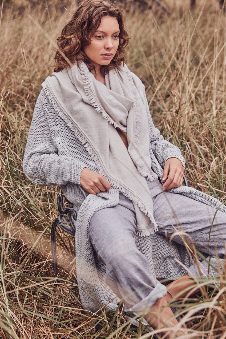 Isabelle Wool Cashmere Wrap - Bisque