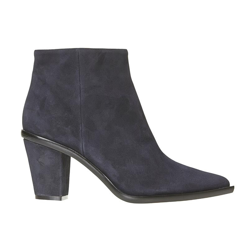 Stacked Heel Ankle Boot Navy