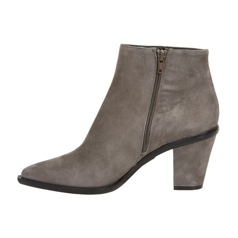 Stacked Heel Ankle Boot Fawn Nubuck