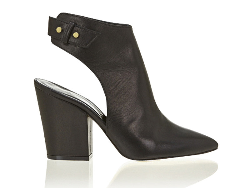 Stacked Heel Cut Out Boot Black